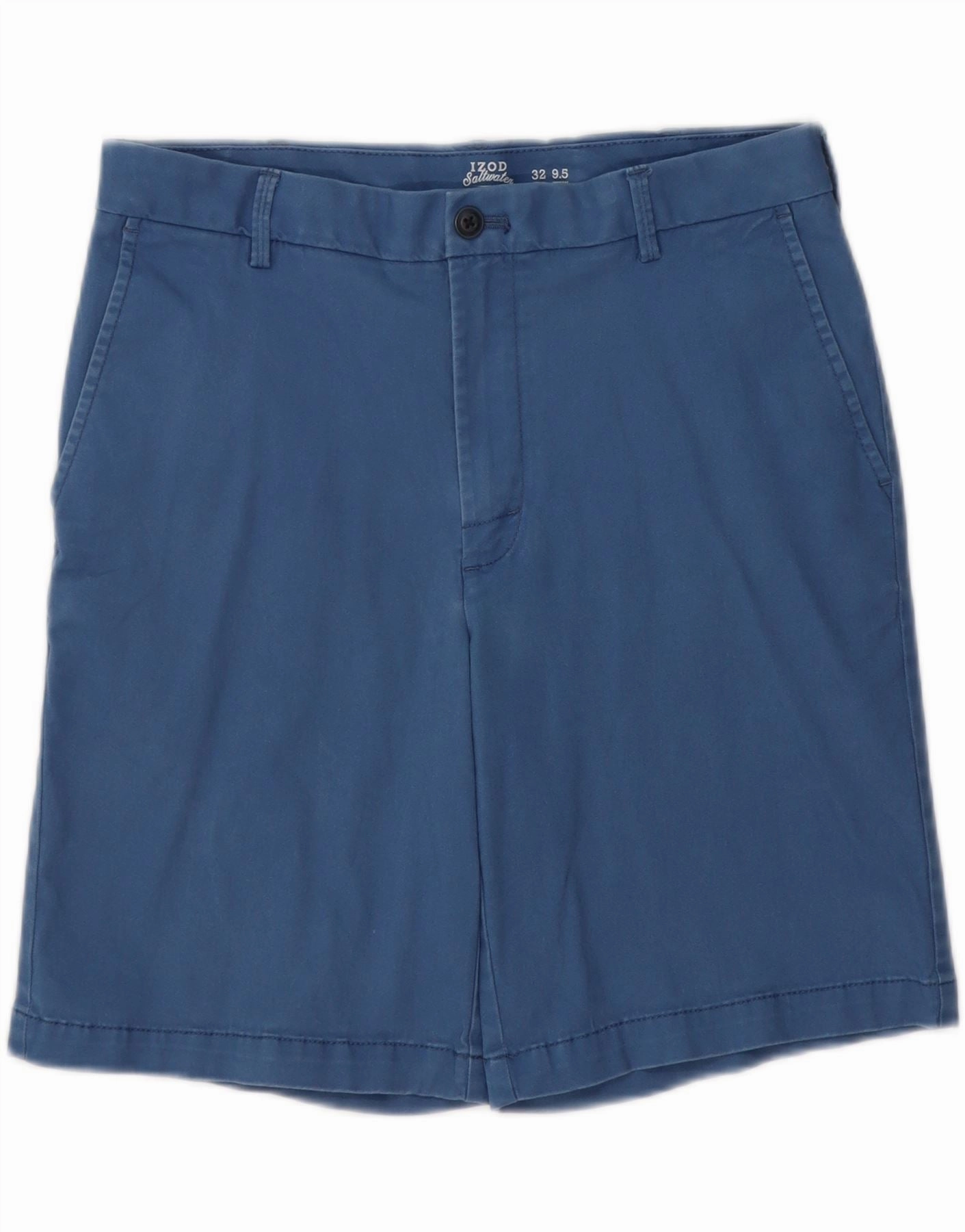 IZOD Mens Salt Water Chino Shorts W32 Medium Blue Cotton Quick Fit Design