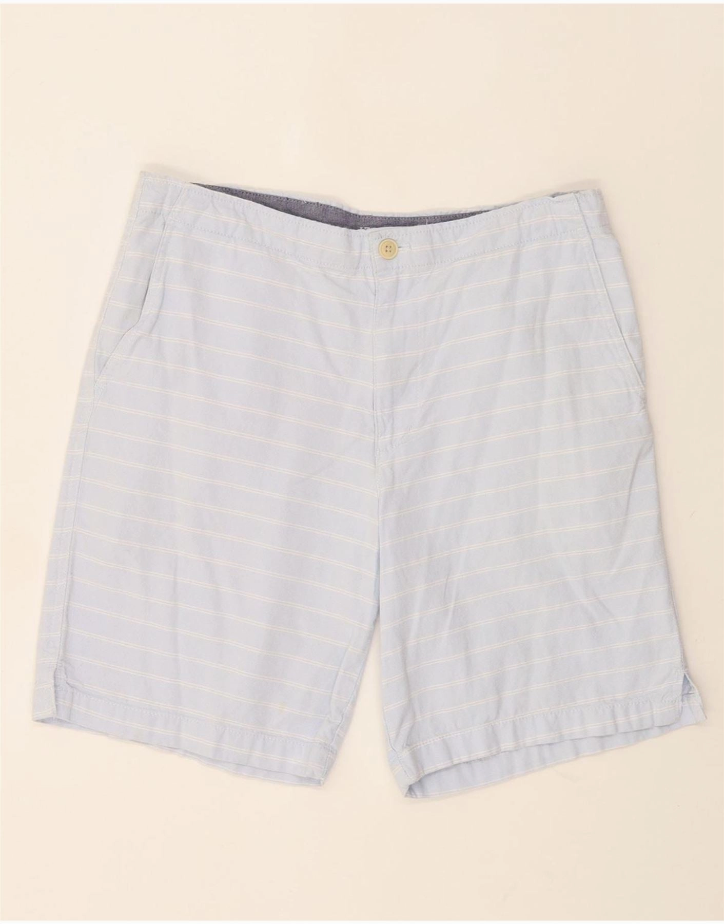 Sport Flex Design Sport Ready IZOD Mens Salt Water Chino Shorts W32 Medium  Blue Striped Cotton