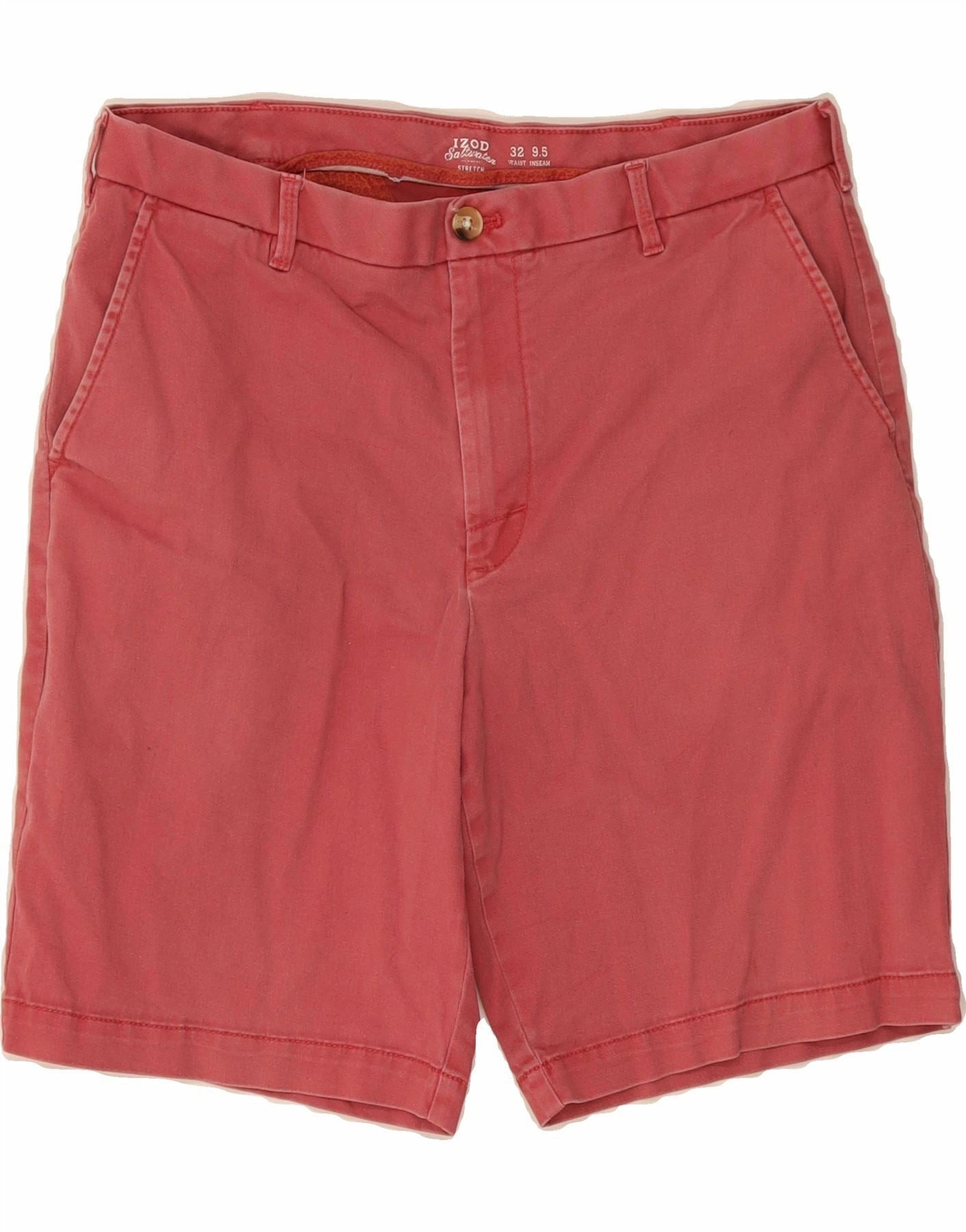 Comfy Cut Classic Style IZOD Mens Salt Water Chino Shorts W32 Medium Red Cotton