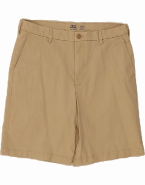 IZOD Mens Salt Water Chino Shorts W33 Medium  Beige Cotton Roll Up Cuff Design Seamless Edge Design