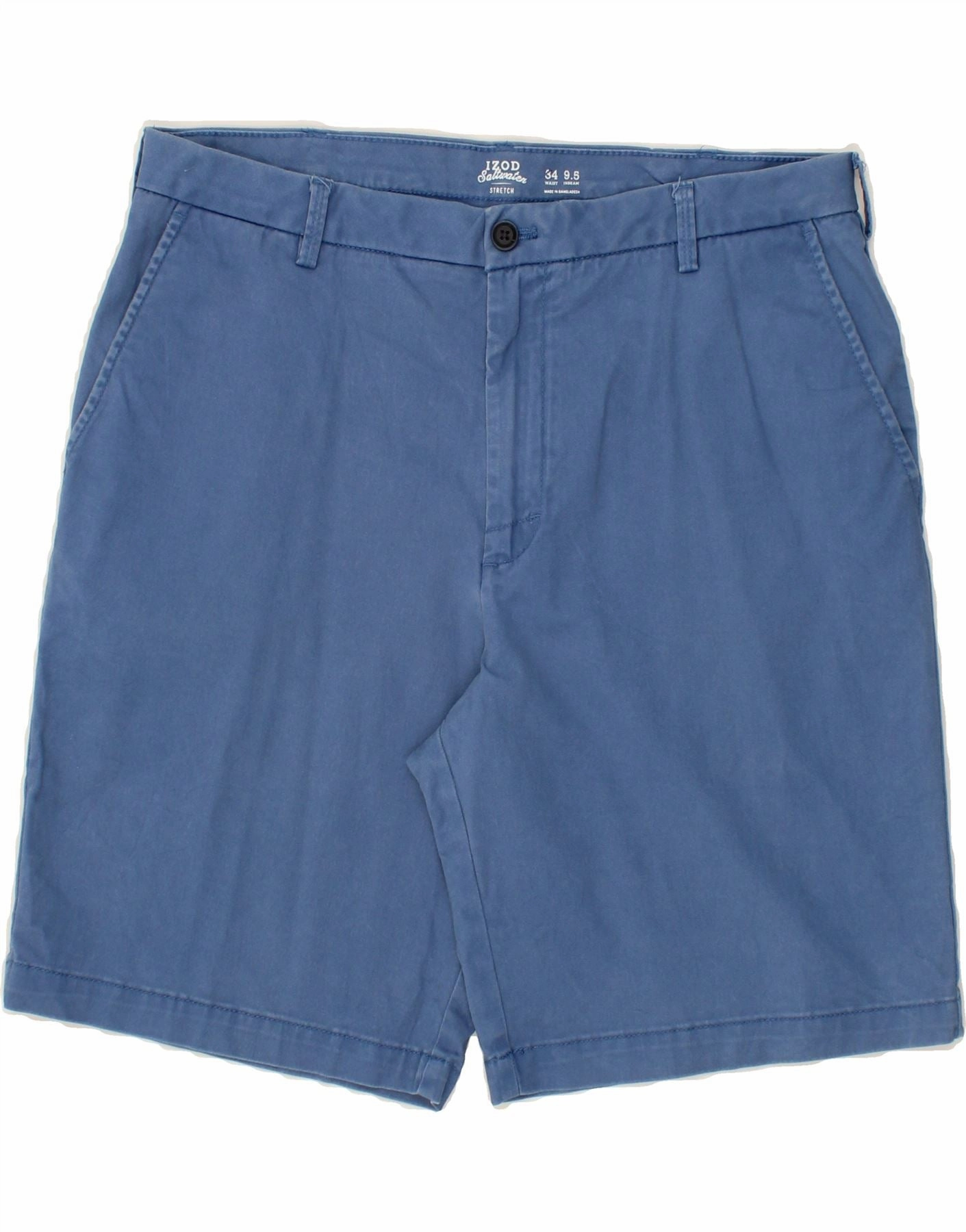 IZOD Mens Salt Water Chino Shorts W34 Large  Blue Cotton Slim Fit Design Seam Free Construction