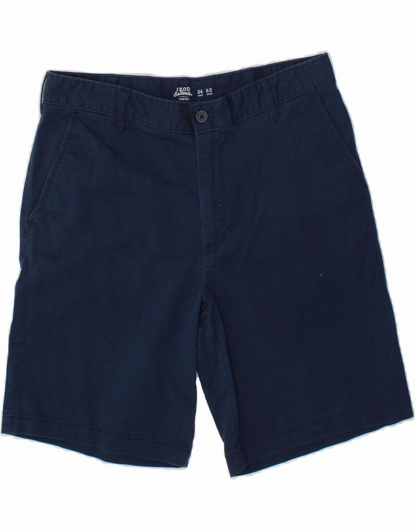 nylon blend IZOD Mens Salt Water Chino Shorts W34 Large Navy Blue Cotton
