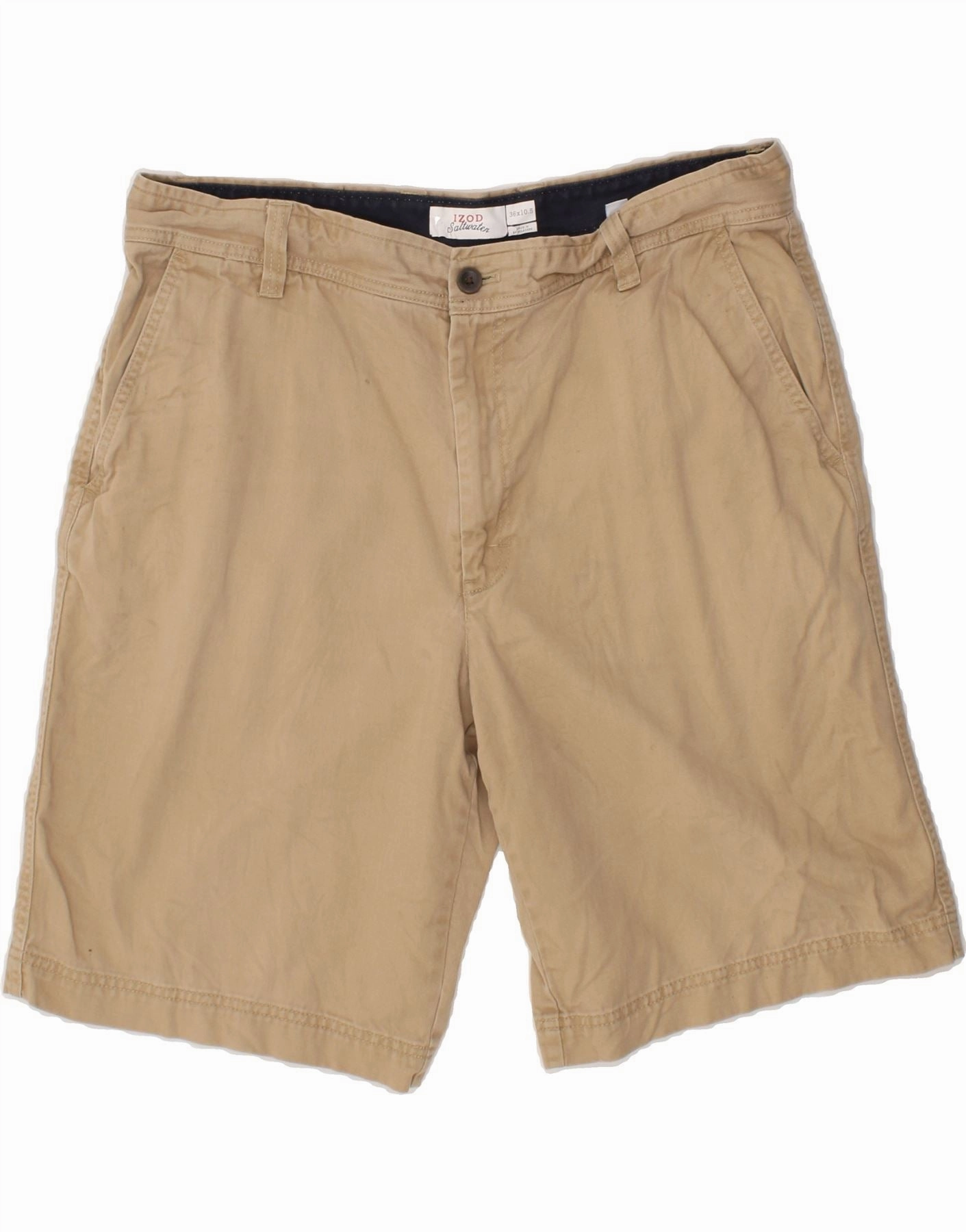 IZOD Mens Salt Water Chino Shorts W36 Large Beige Cotton food industry Soft Motion