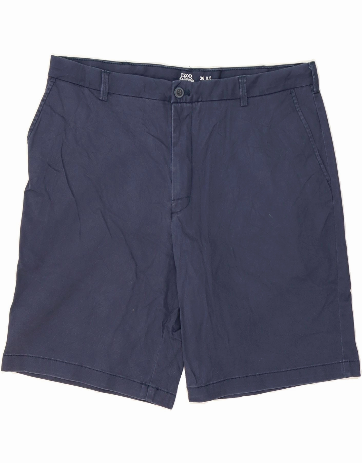 IZOD Mens Salt Water Chino Shorts W36 Large Navy Blue Cotton Cozy Wear