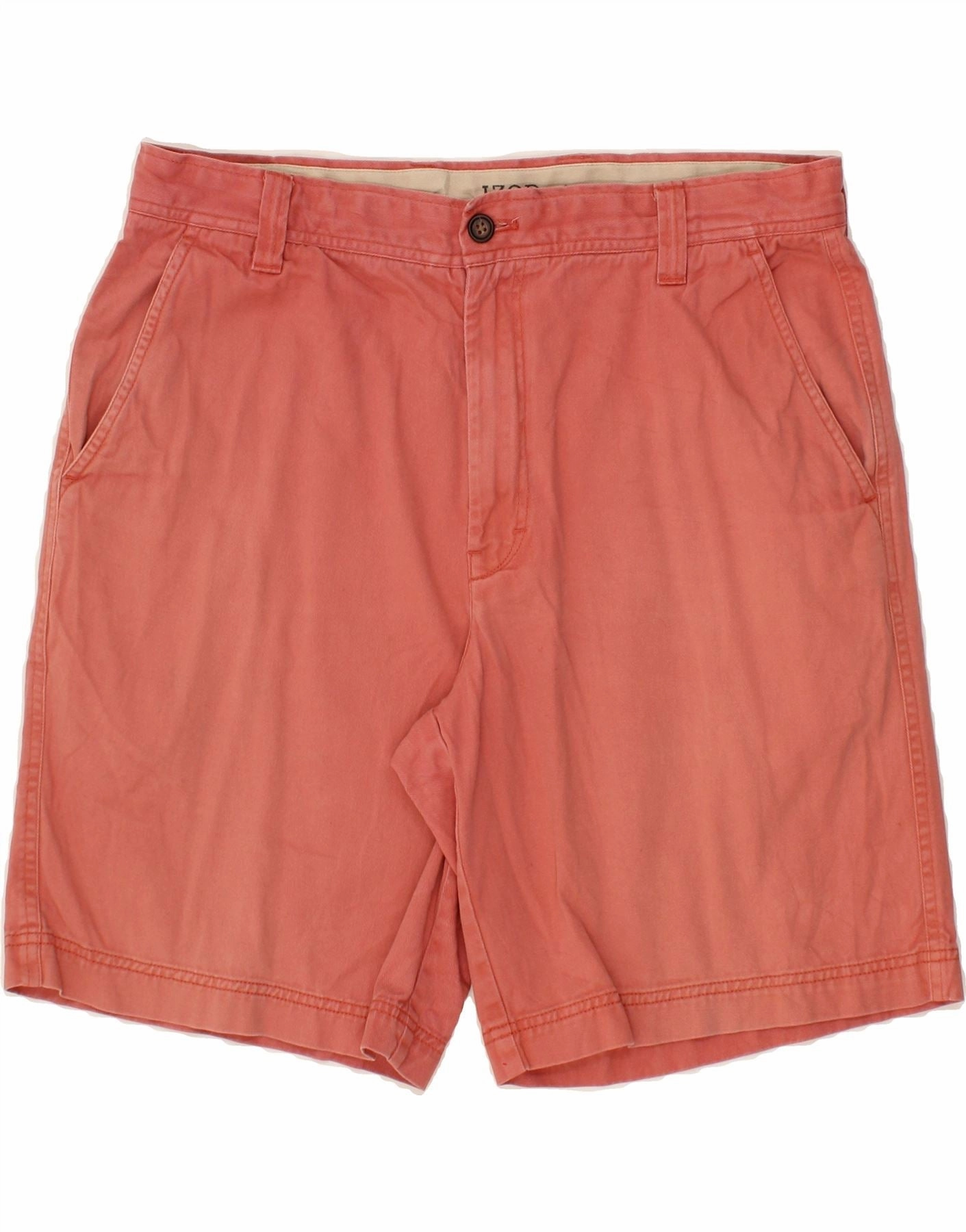 Minimalist Look Yarn Dyed Pattern IZOD Mens Salt Water Chino Shorts W36 Large Red Cotton
