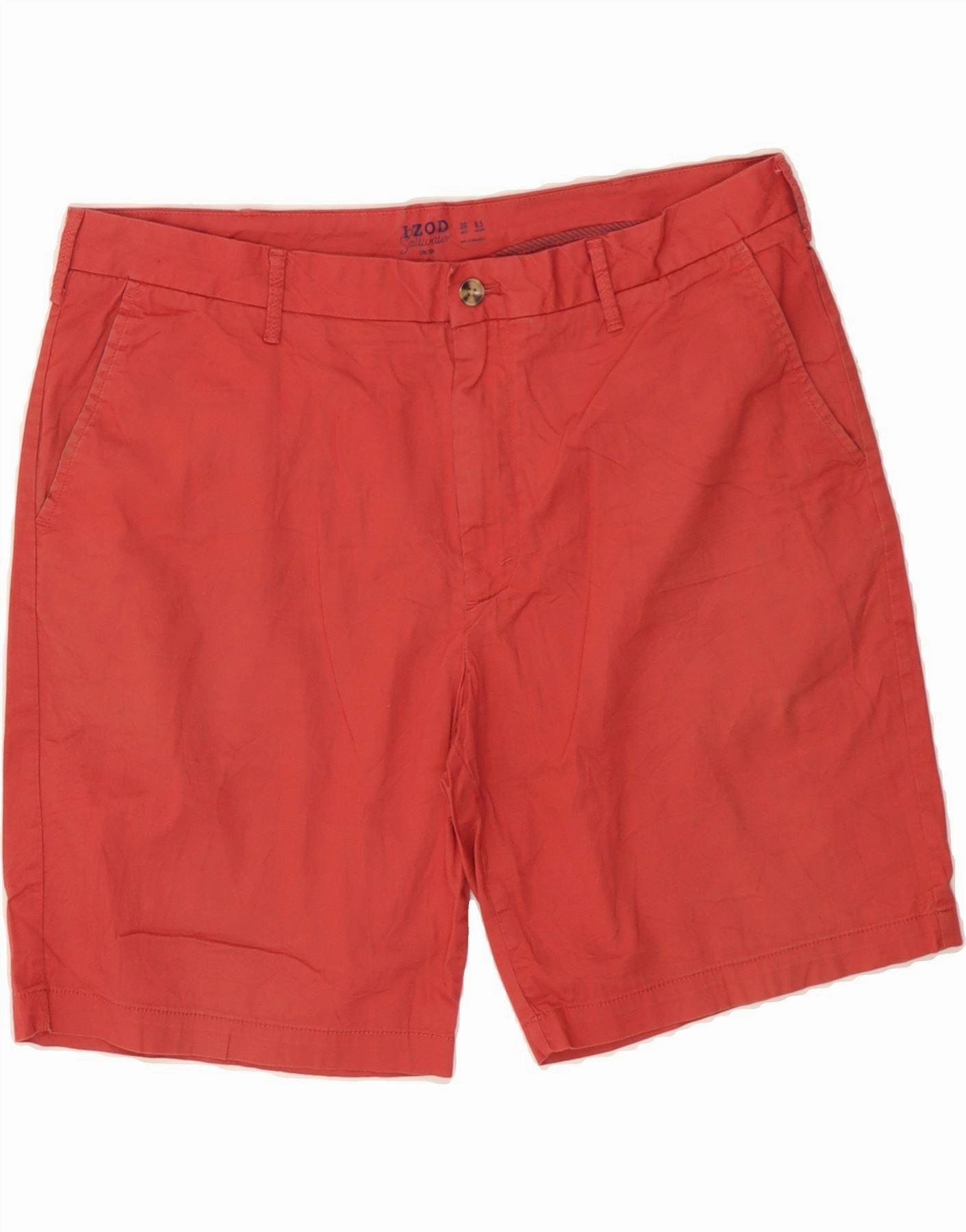 Slim Waistband IZOD Mens Salt Water Chino Shorts W36 Large  Red Cotton