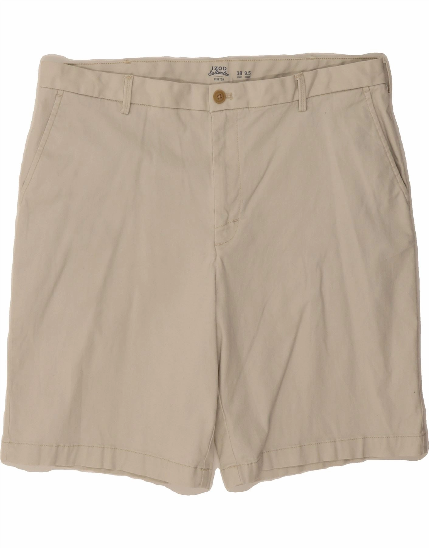 IZOD Mens Salt Water Chino Shorts W38 XL  Beige Cotton Flexible Comfort Wear