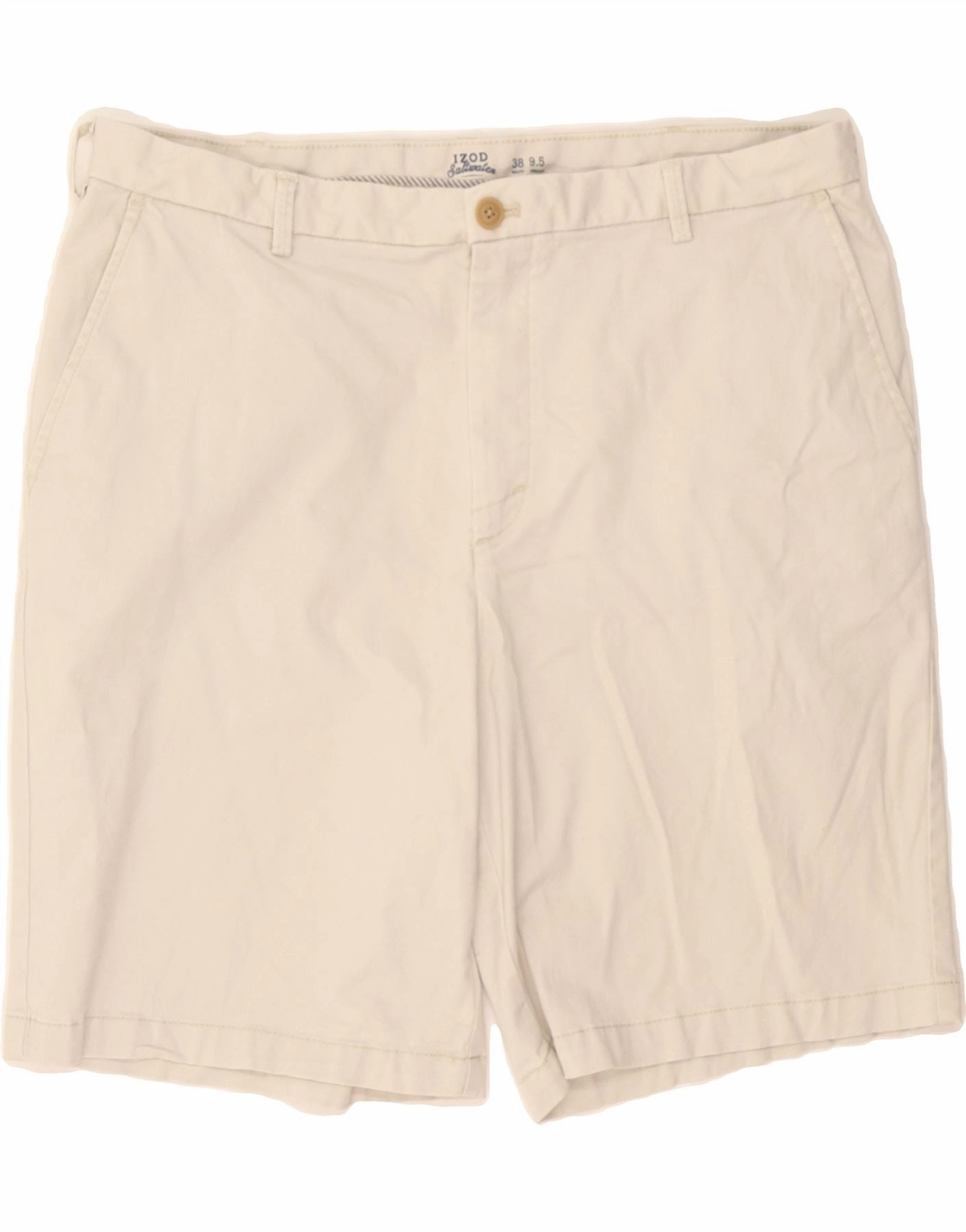 IZOD Mens Salt Water Chino Shorts W38 XL  Beige Cotton cool tones Impact Absorbing Padding