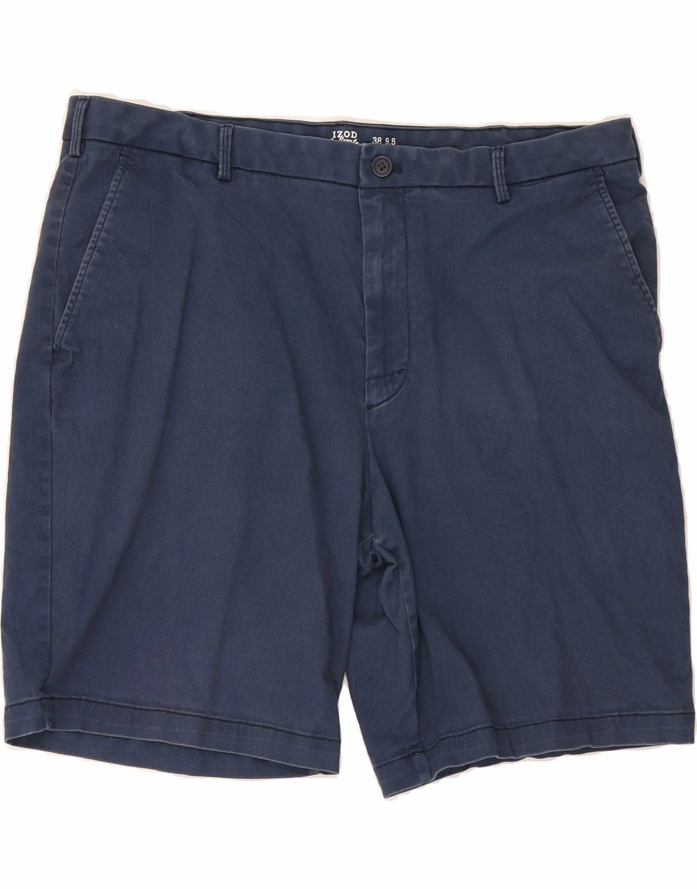 IZOD Mens Salt Water Chino Shorts W38 XL Navy Blue Cotton ElasticHem