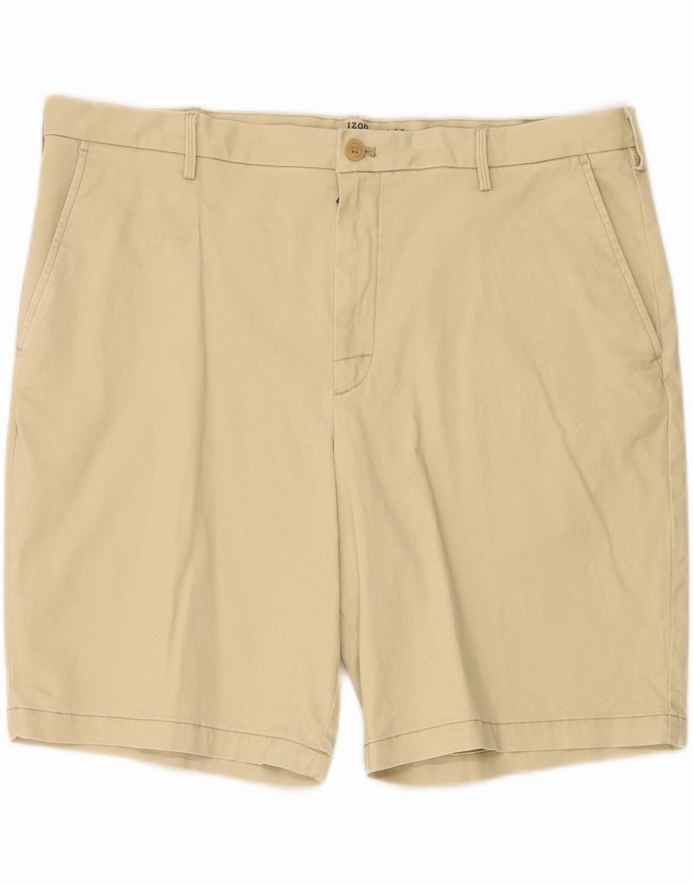 Yarn Dyed Pattern IZOD Mens Salt Water Chino Shorts W40 XL Beige Cotton