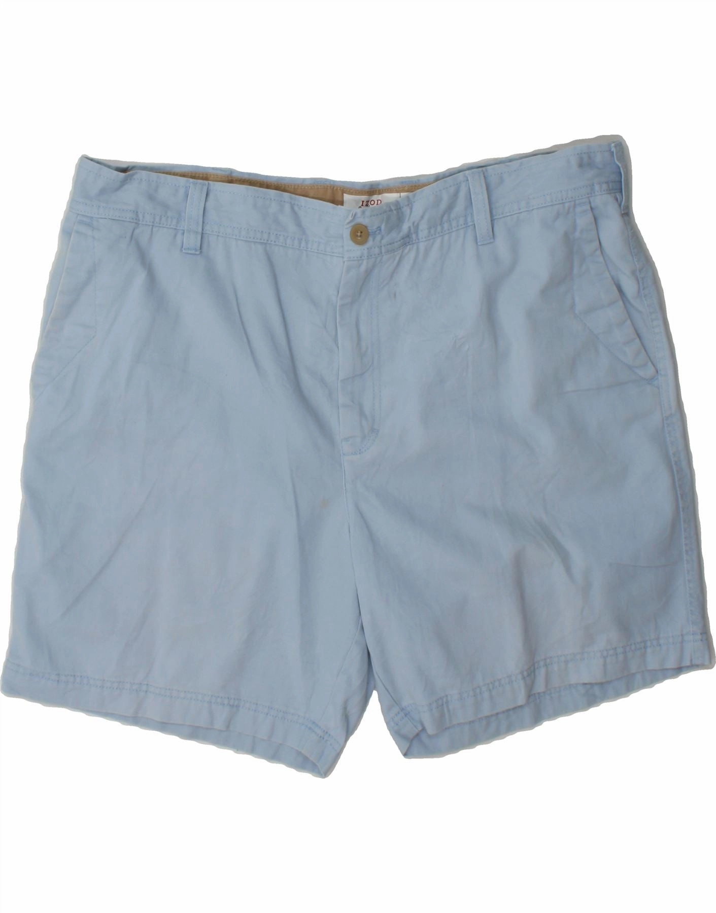 IZOD Mens Salt Water Chino Shorts W40 XL Blue Cotton Quick Fit Comfort Easy Layering