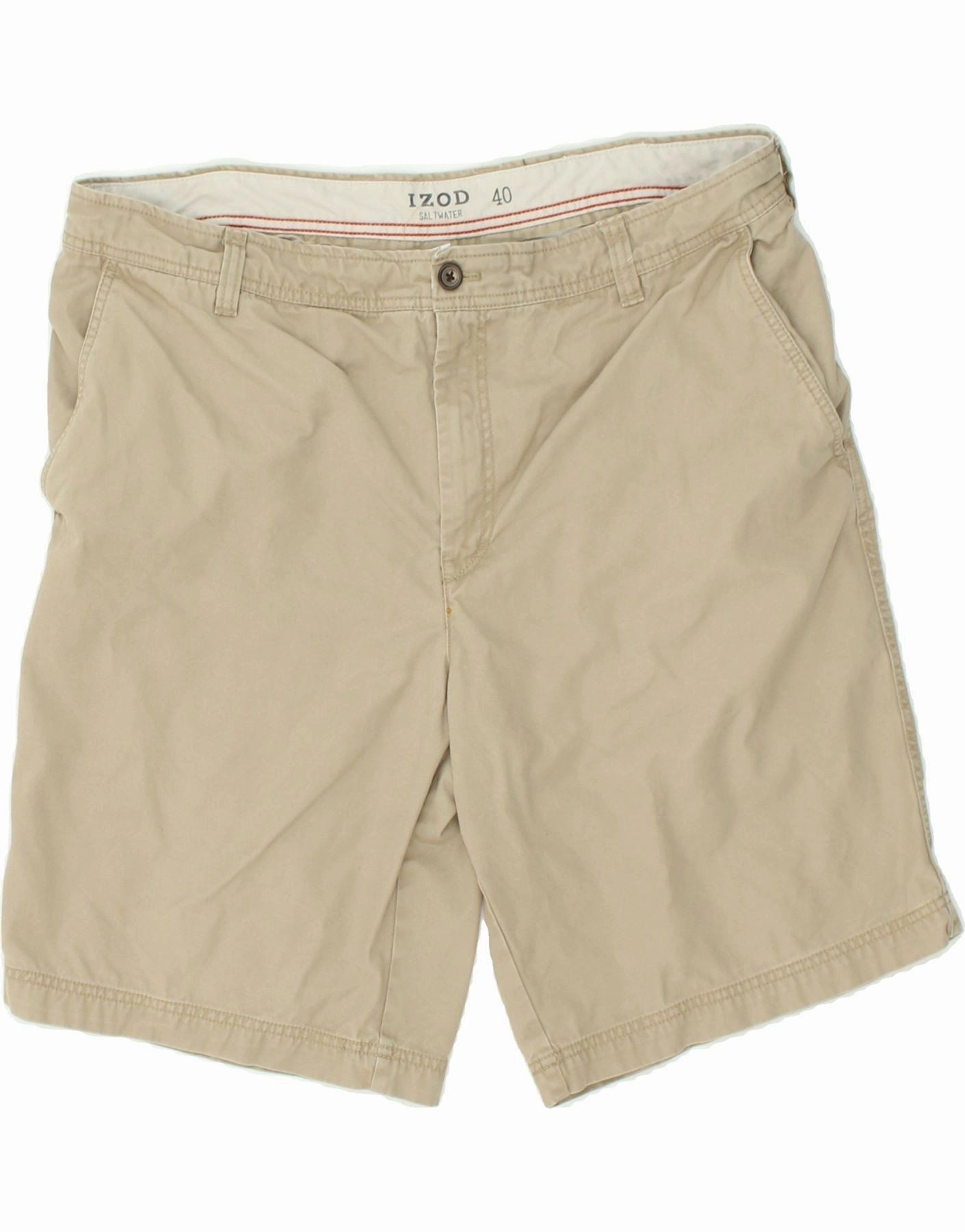 IZOD Mens Salt Water Chino Shorts W40 XL Grey Cotton Quick Layering All Day Wear