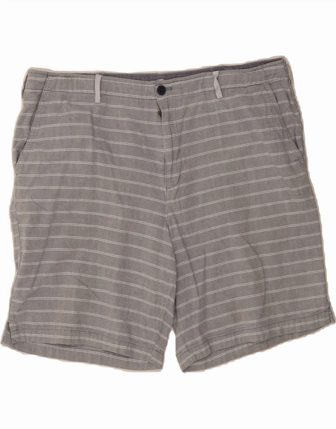IZOD Mens Salt Water Chino Shorts W40 XL Grey Striped Cotton Wedding Gift