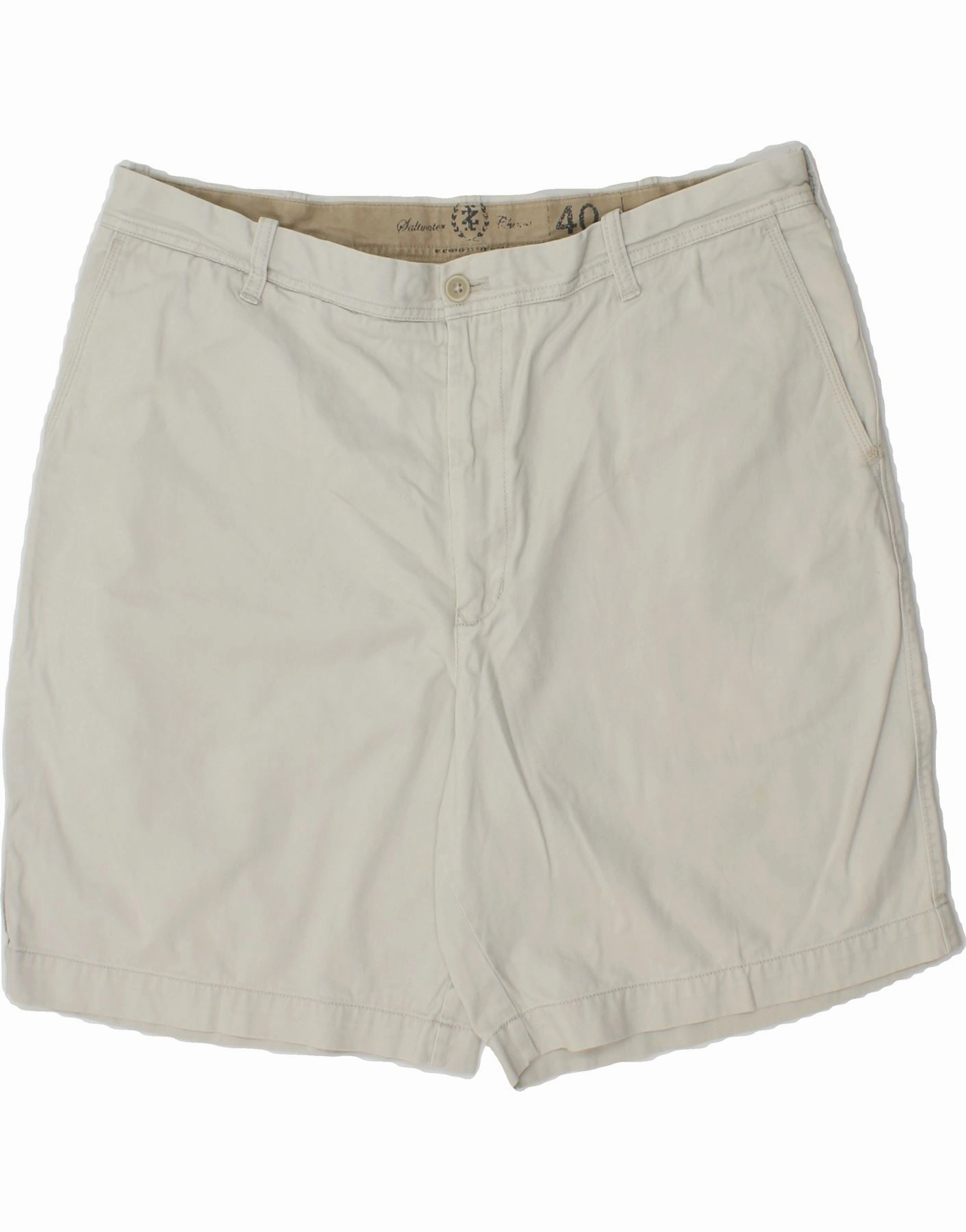 Clean Finish Light Motion IZOD Mens Salt Water Chino Shorts W40 XL Off White Cotton