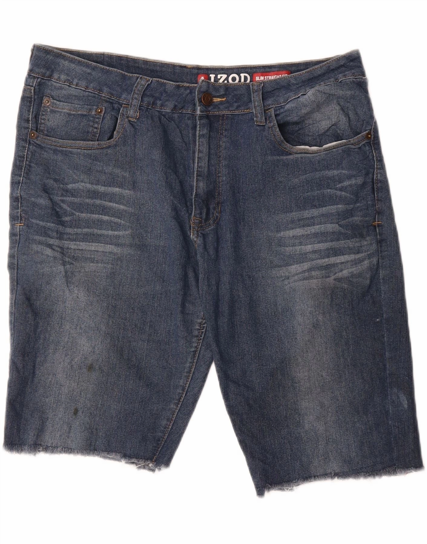 IZOD Mens Straight Slim Fit Denim Shorts W36 Large  Blue Cotton odor - absorbing Cool Breeze