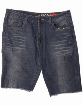 IZOD Mens Straight Slim Fit Denim Shorts W36 Large  Blue Cotton odor - absorbing Cool Breeze