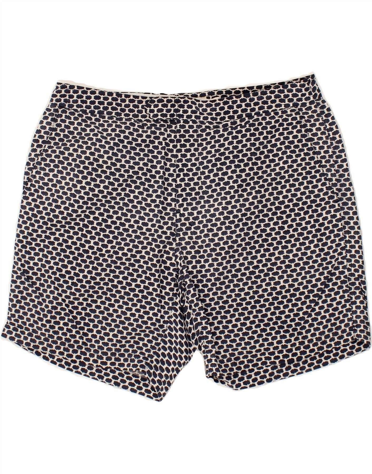 No Ride Up Design J. CREW Mens Abstract Pattern Chino Shorts W34 Large Navy Blue Nylon