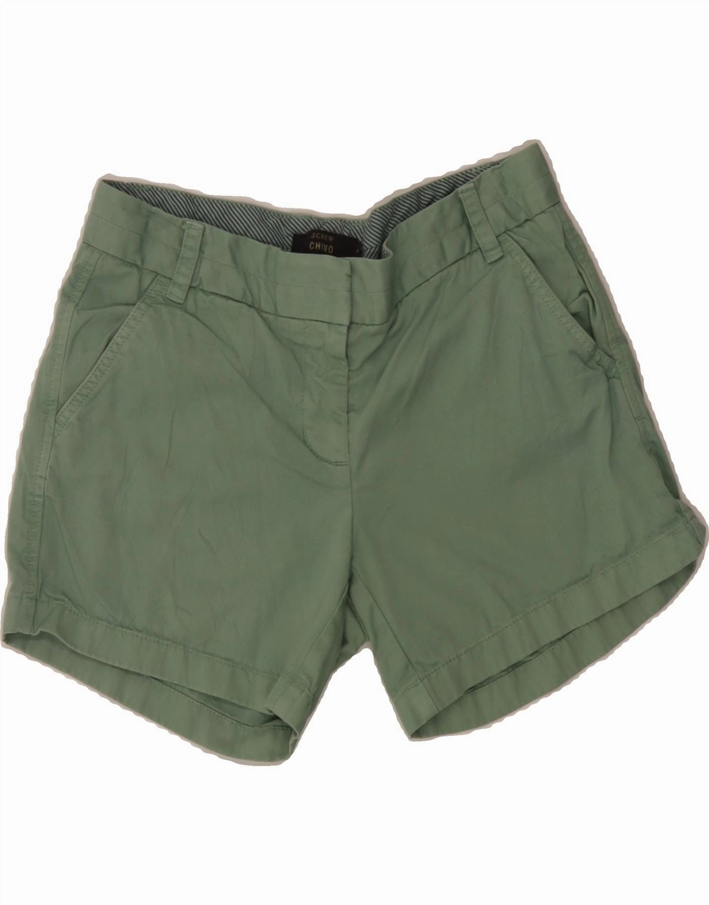 J. CREW Mens Chino Shorts US 4 Small W28 Green Cotton Roomy Comfort Active Comfort