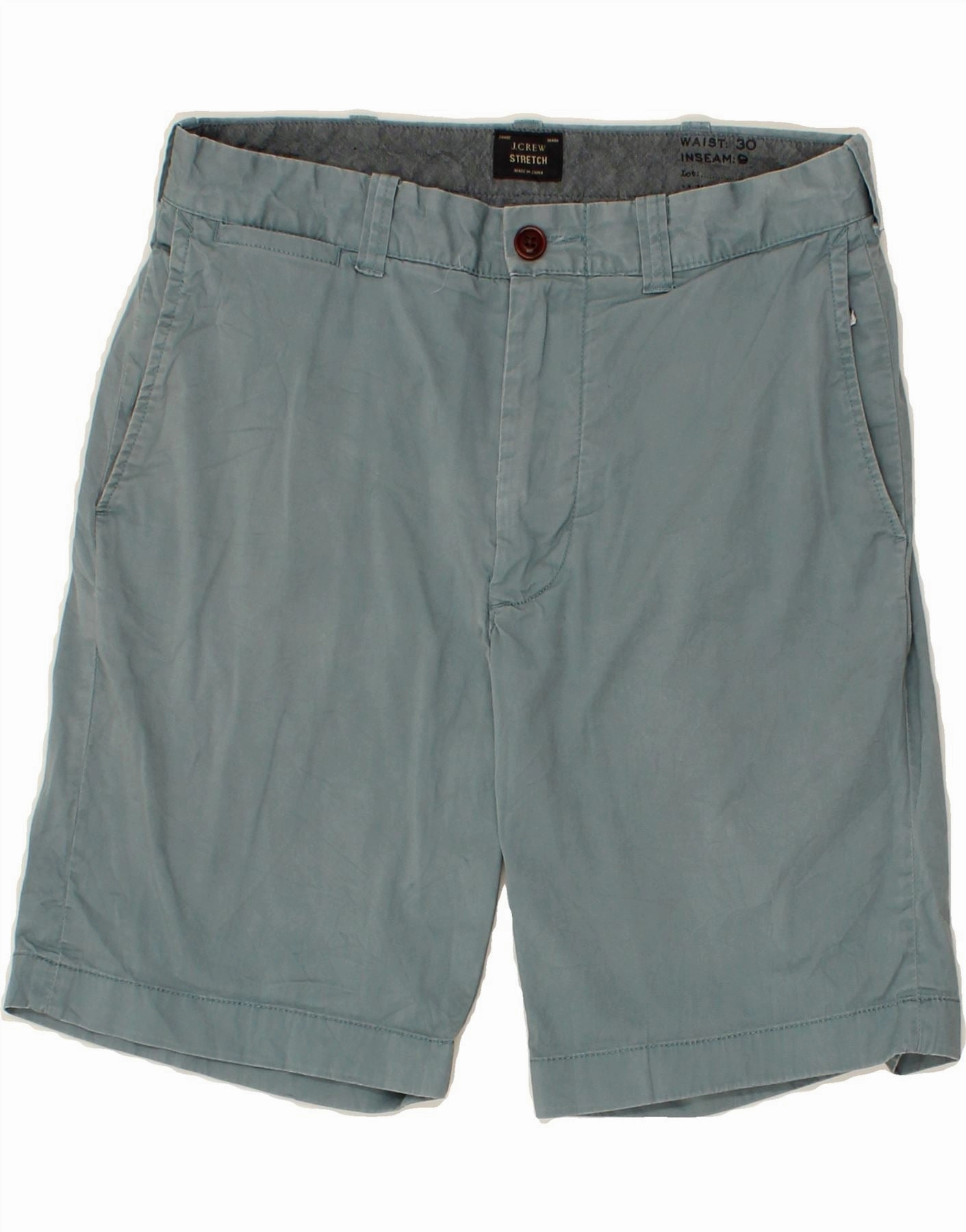 Performance Stretch J. CREW Mens Chino Shorts W30 Medium Blue Cotton