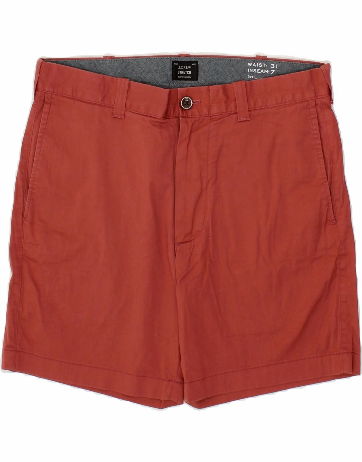 J. CREW Mens Chino Shorts W31 Medium Maroon Cotton UPF Protection