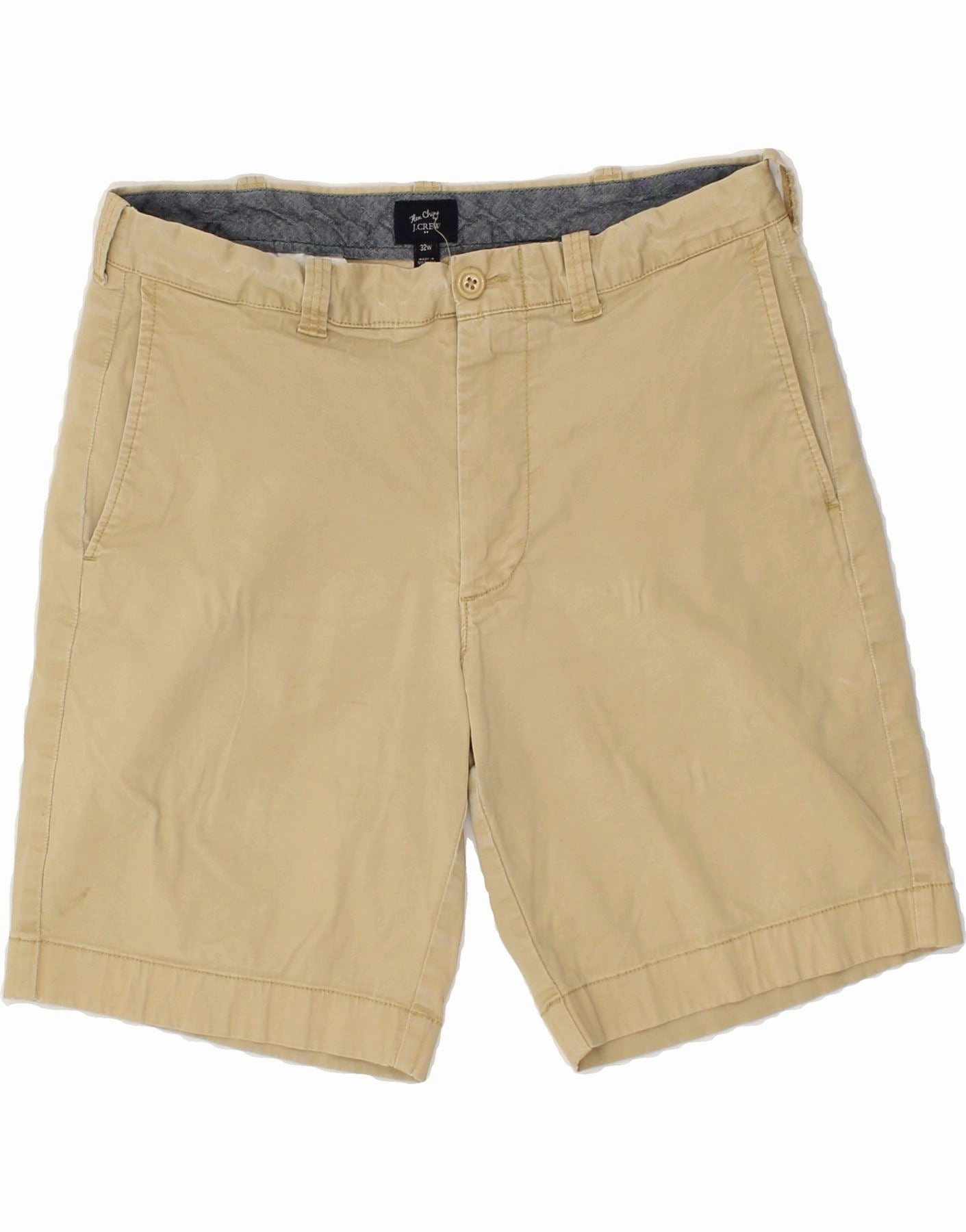 J. CREW Mens Chino Shorts W32 Medium Beige Cotton Cool Comfort