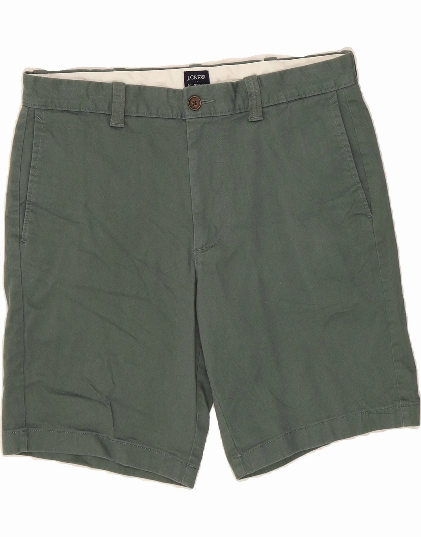 sequined details Clean Feel J. CREW Mens Chino Shorts W32 Medium Green Cotton