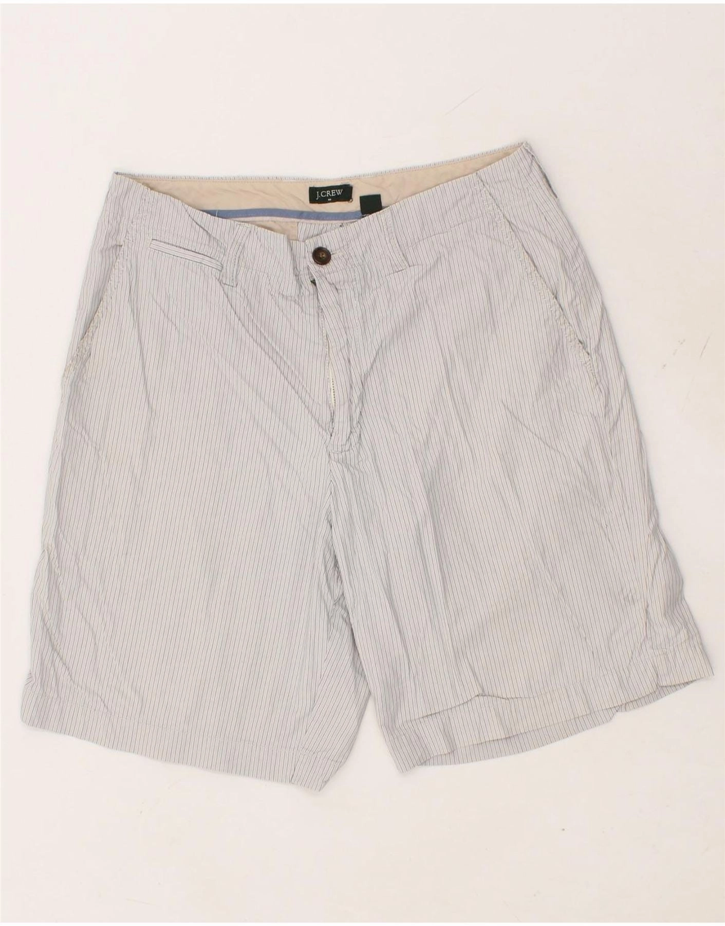 J. CREW Mens Chino Shorts W33 Large Grey Pinstripe Cotton Thermoregulating Fabric Soft Touch