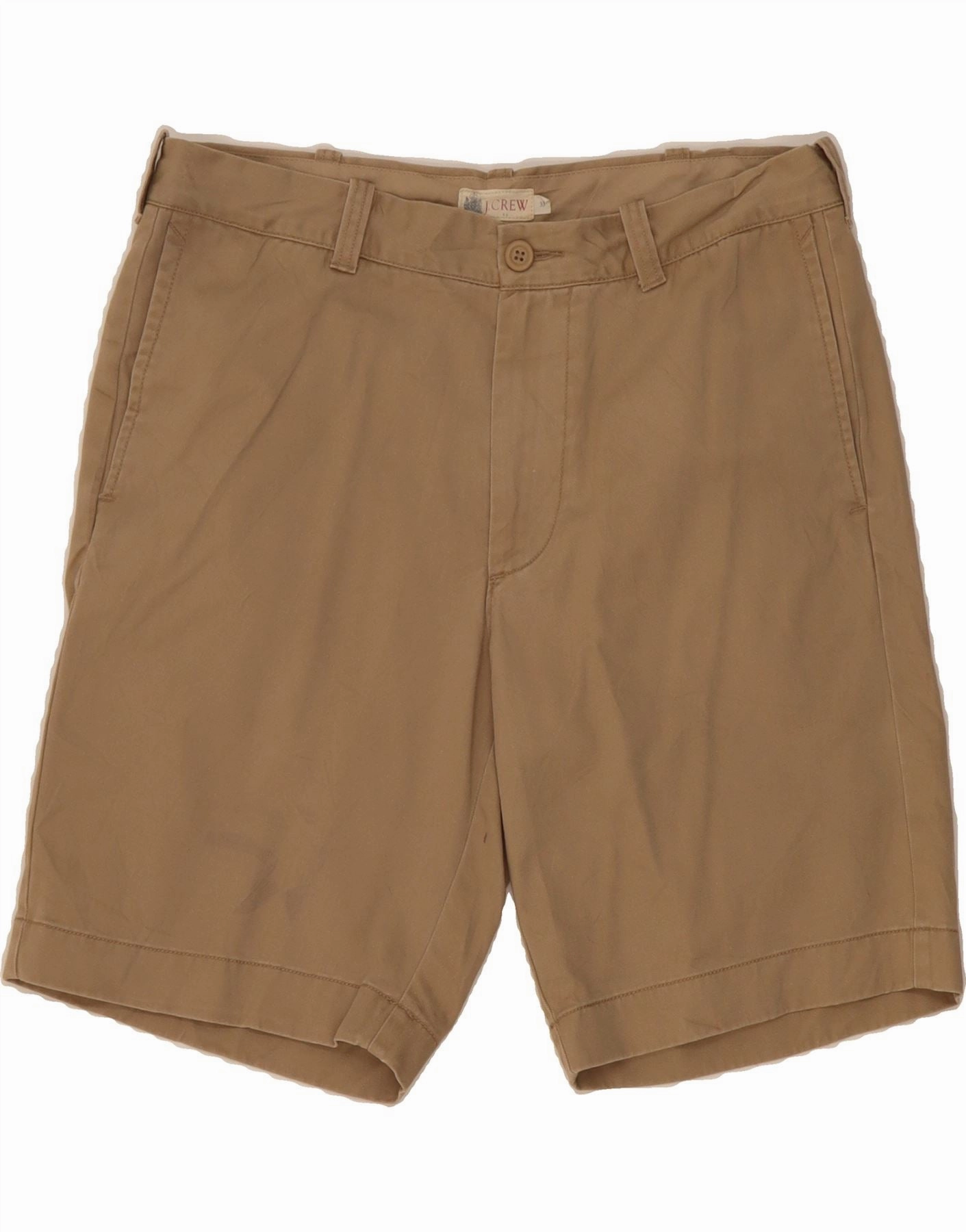 J. CREW Mens Chino Shorts W33 Medium  Beige Cotton Slip Resistant Inner Lining Eco Certified Dye