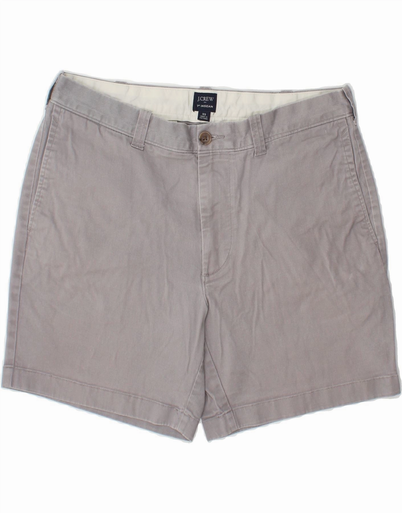 J. CREW Mens Chino Shorts W33 Medium Grey Cotton poolside fashion