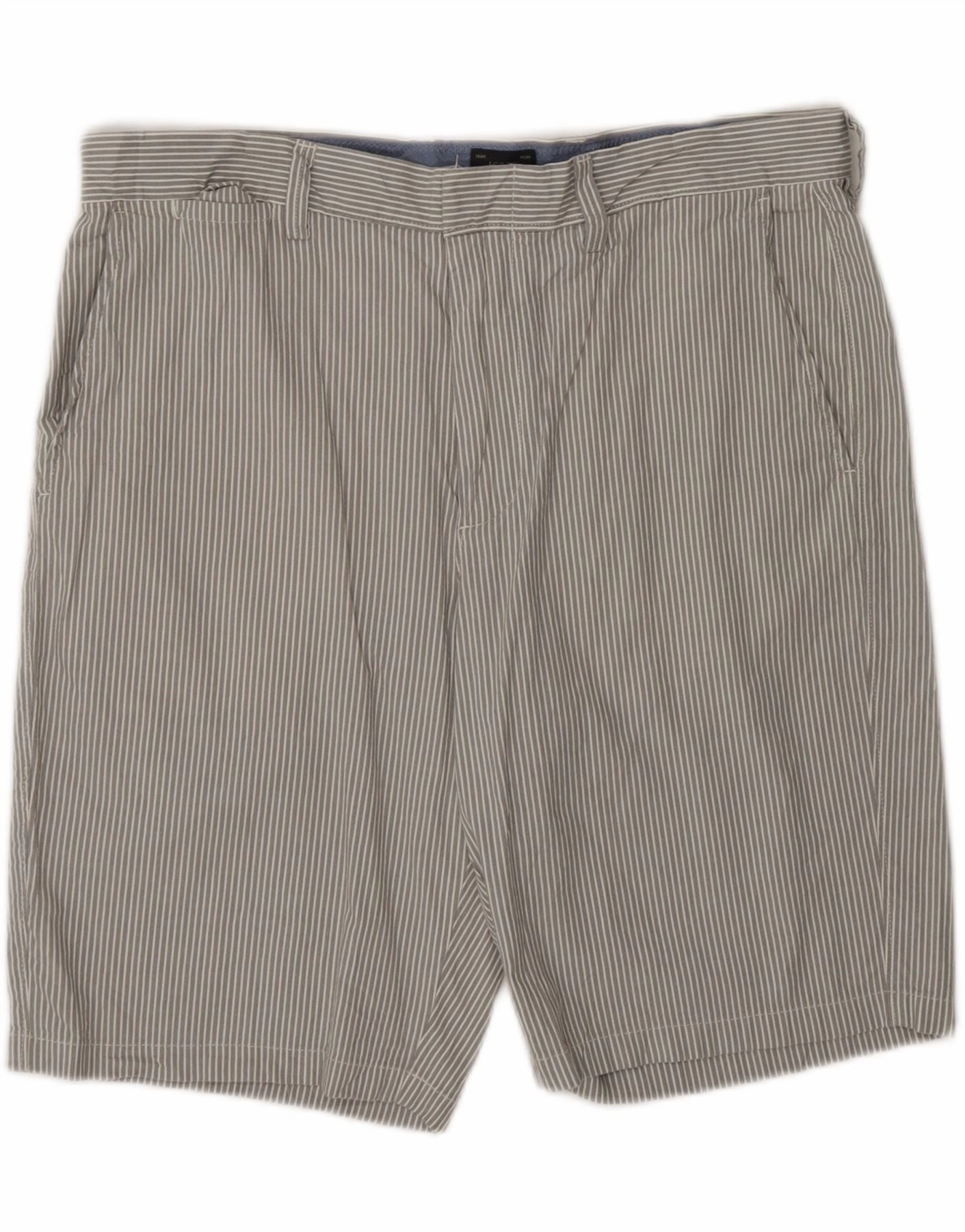 J. CREW Mens Chino Shorts W33 Medium Grey Pinstripe UPF Protection