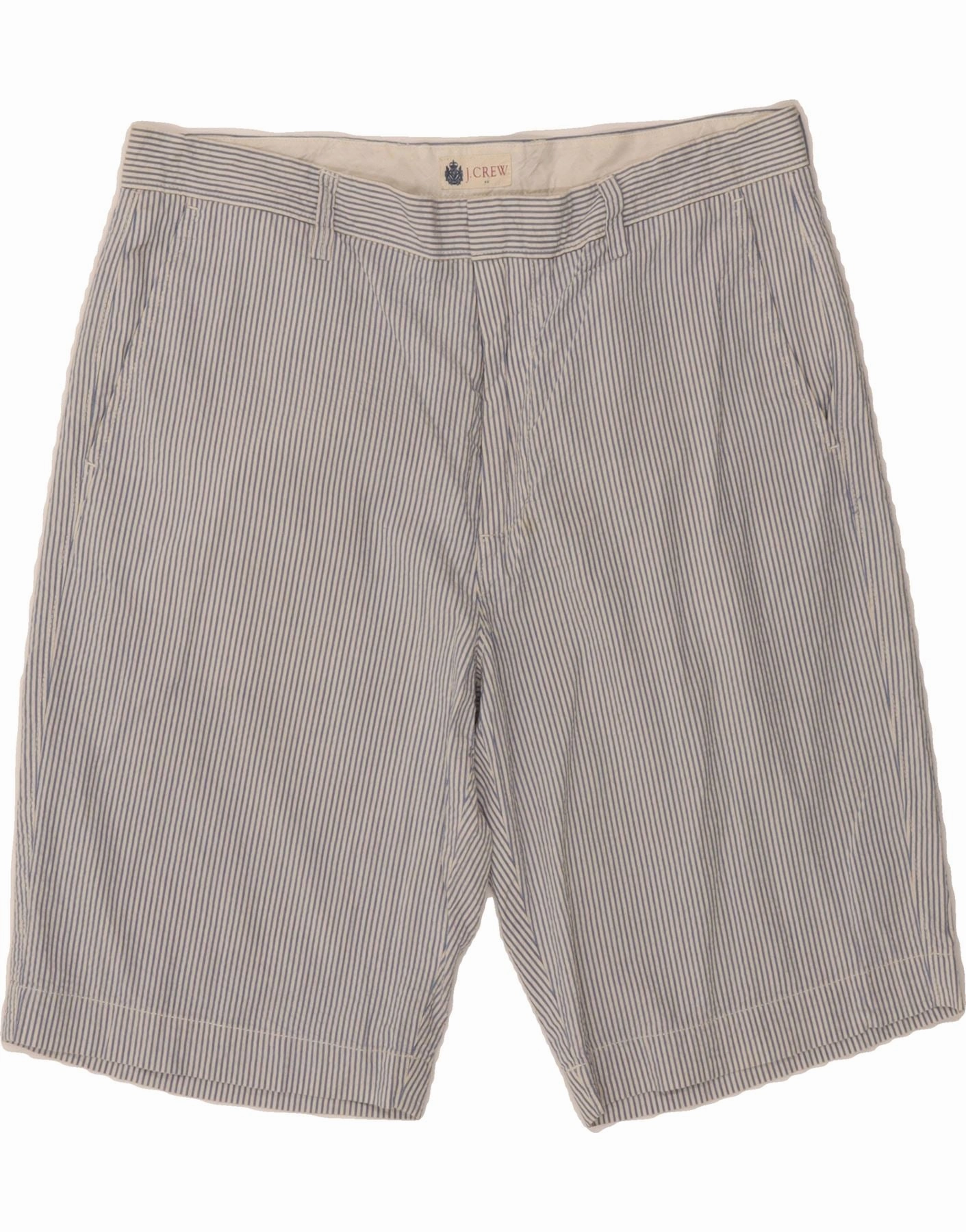 J. CREW Mens Chino Shorts W34 Large Blue Pinstripe Cotton Quick Move Reinforced Seams