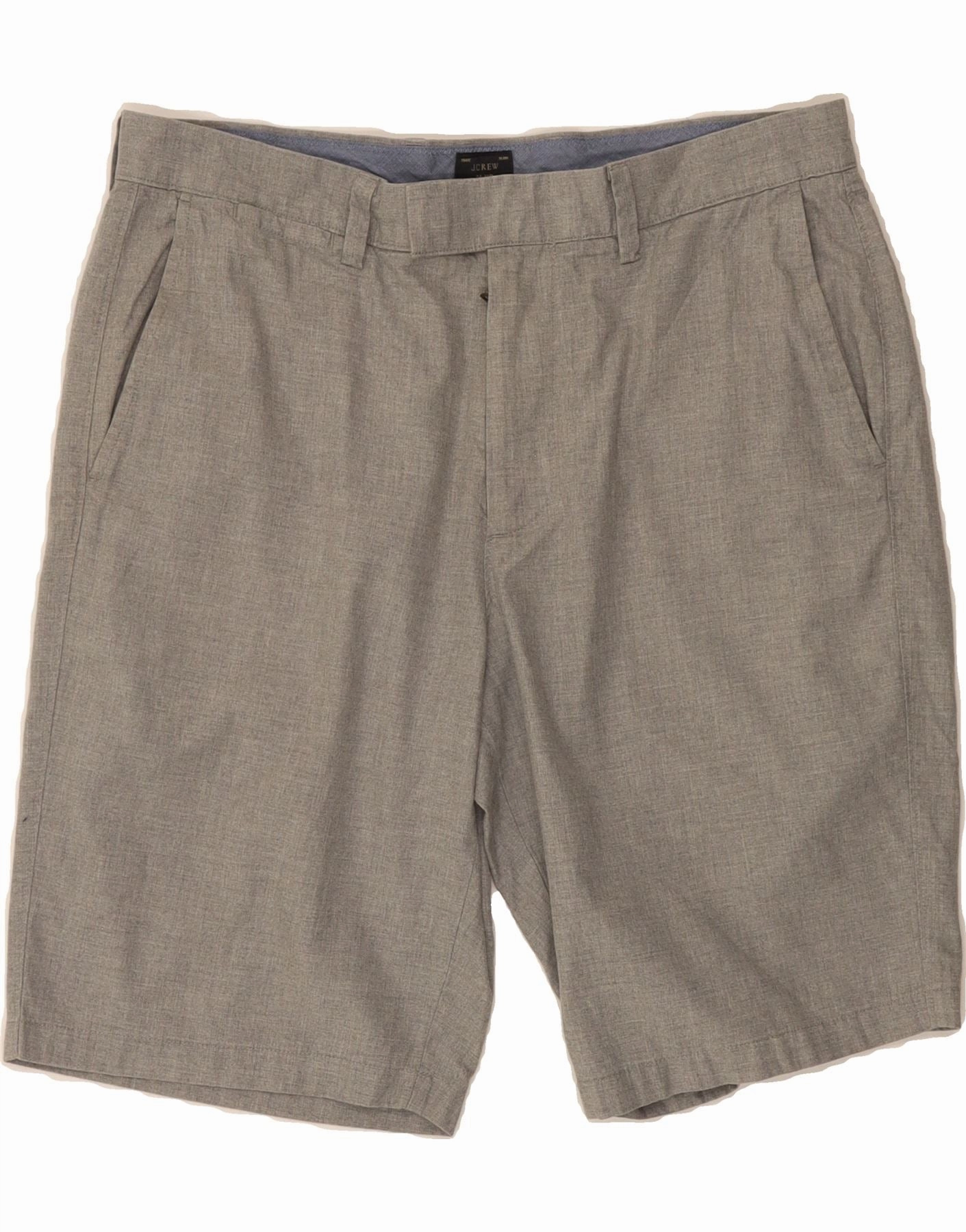 J. CREW Mens Chino Shorts W34 Large Grey Cotton Fit Flex Breezy Vibe
