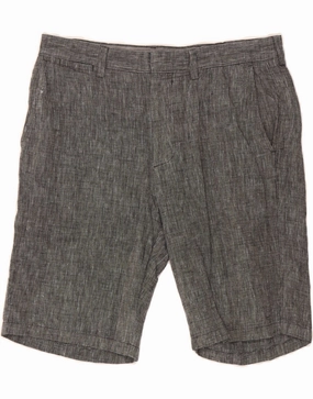 J. CREW Mens Chino Shorts W34 Large  Grey Linen Flexible Fit Wear Fitness Ready