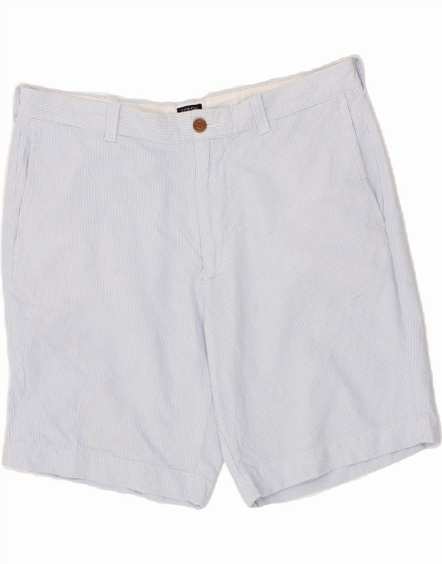J. CREW Mens Chino Shorts W36 Large Blue Pinstripe Cotton Chill Breeze