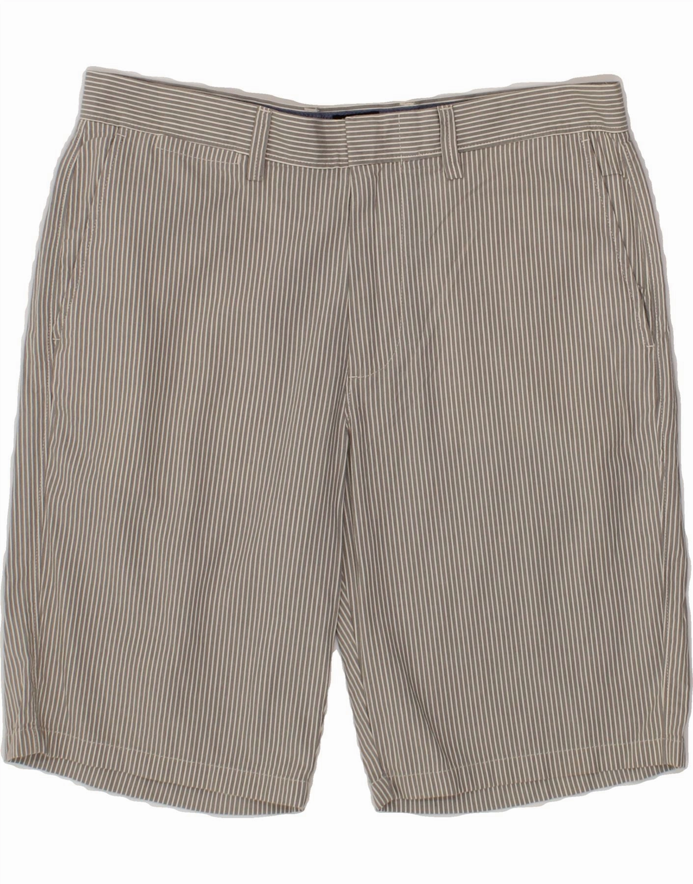 J. CREW Mens Club Chino Shorts W32 Medium Grey Pinstripe Compact Storage Pocket Soft Finish