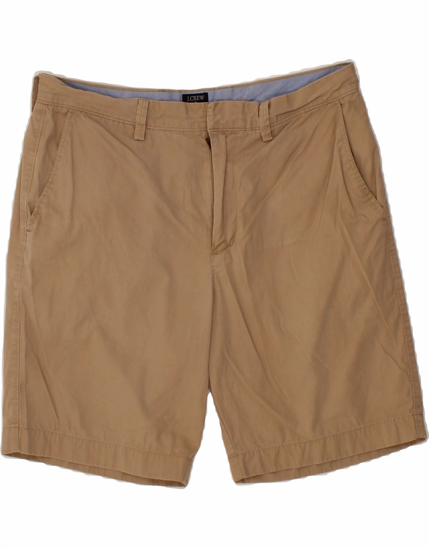 J. CREW Mens Gramercy Chino Shorts W34 Large Beige Cotton Low Bulk Waistband