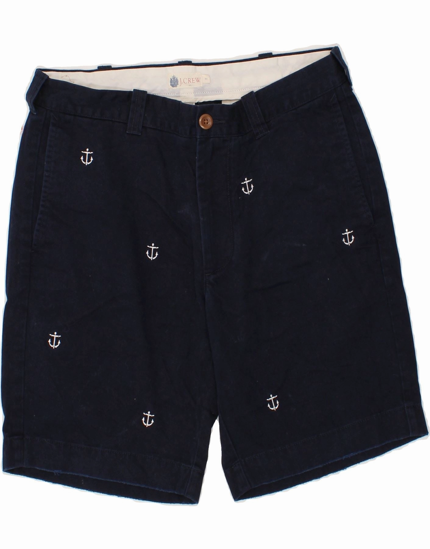 J. CREW Mens Graphic Chino Shorts W31 Medium Navy Blue Spotted Cotton Comfortable fit fitness enthusiasts