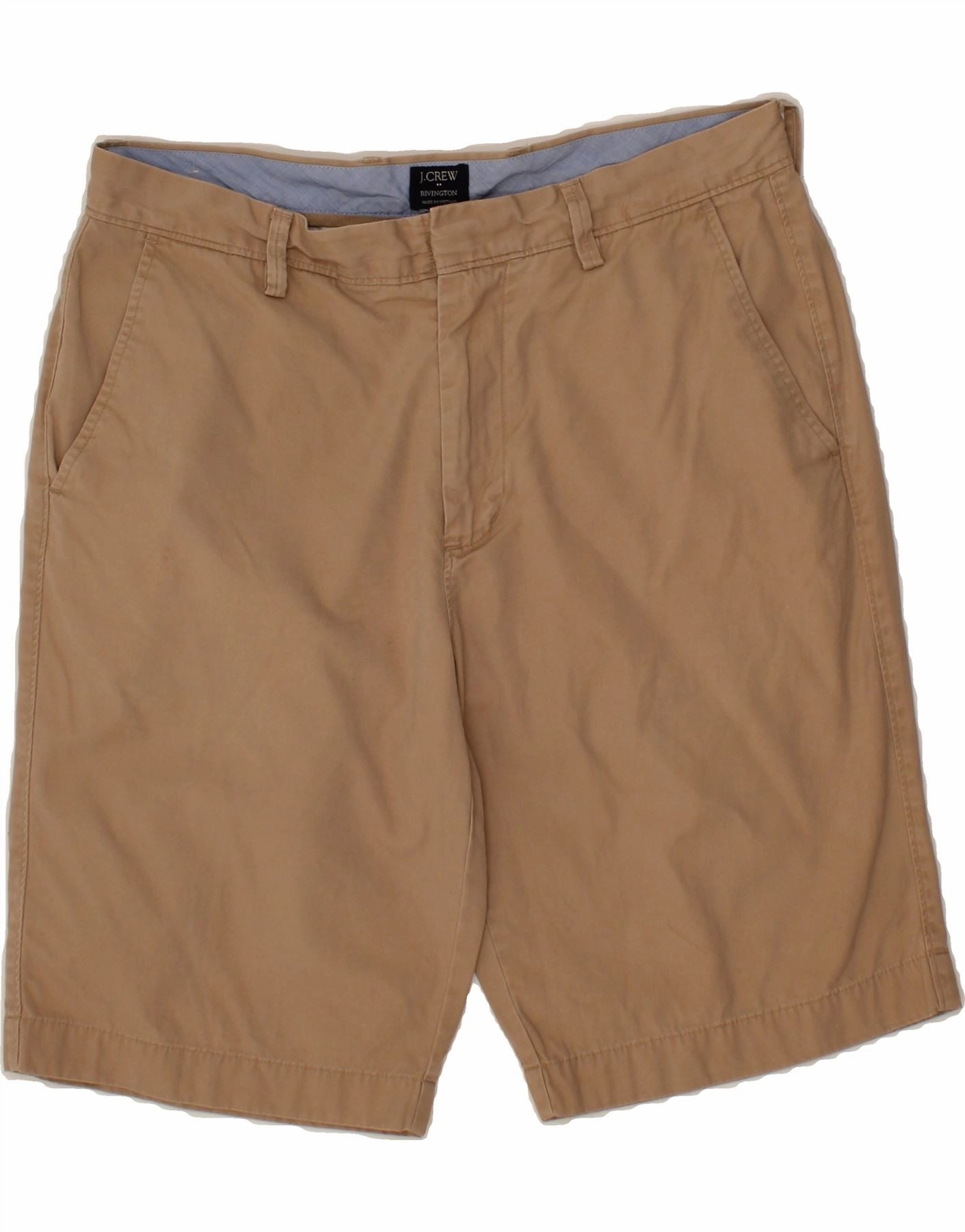 J. CREW Mens Rivington Chino Shorts W32 Medium  Beige Cotton Airy Feel