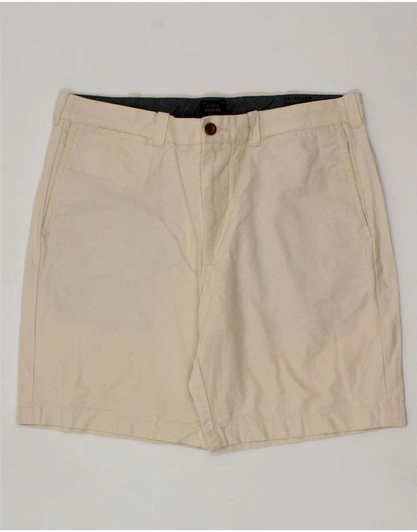 Tight Fit button fly J. CREW Mens Scanton Chino Shorts W35 Large Beige Cotton
