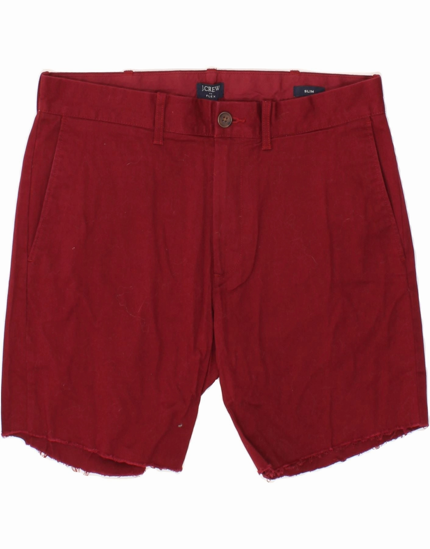J. CREW Mens Slim Chino Shorts W30 Medium Burgundy Anti Pill Surface Beach-Ready Look