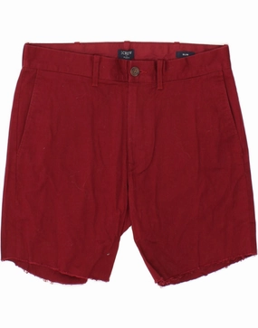 J. CREW Mens Slim Chino Shorts W30 Medium Burgundy Anti Pill Surface Beach-Ready Look