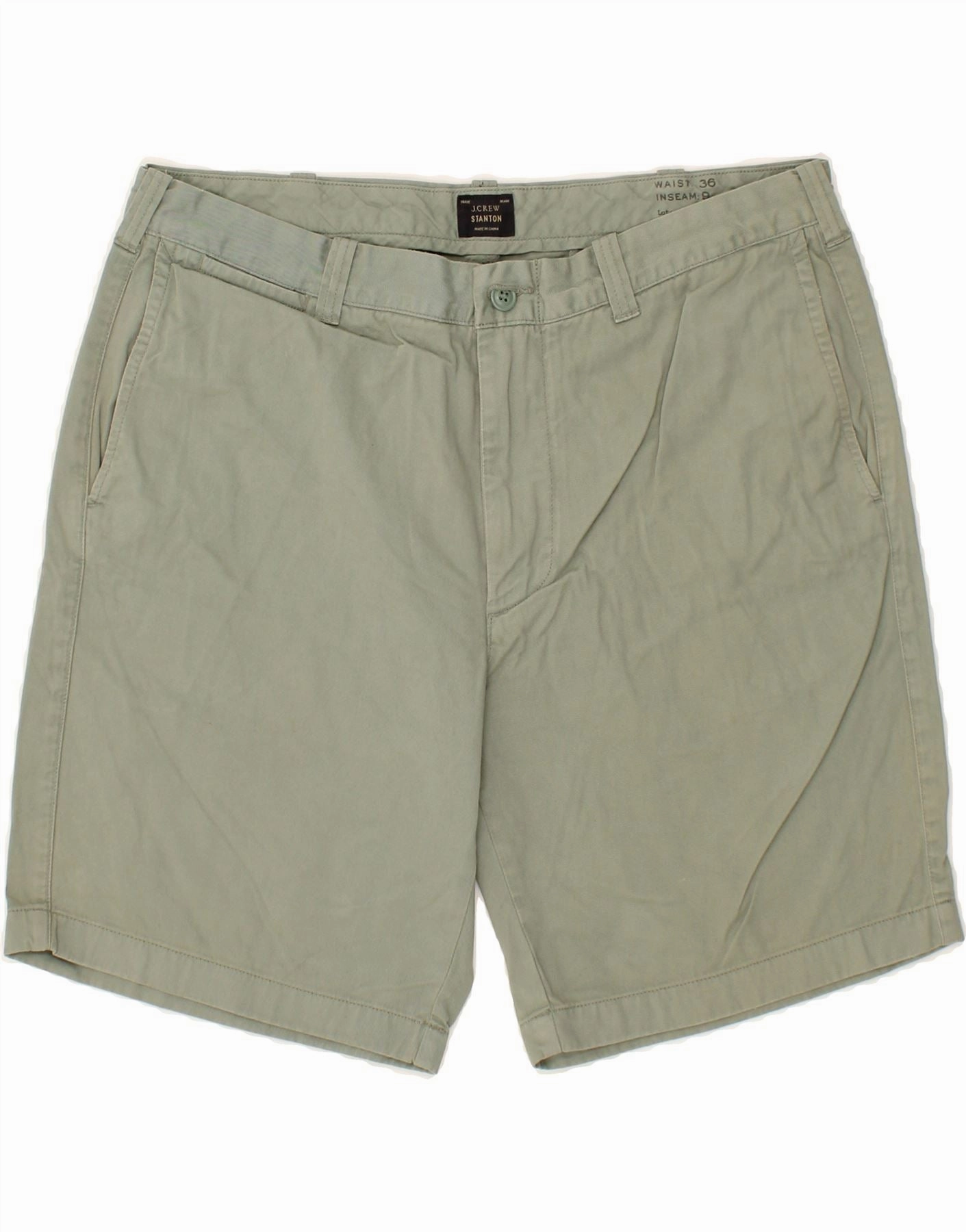 Dynamic Fit Snag Free Fabric Technology J. CREW Mens Stanton Chino Shorts W36 Large Green Cotton