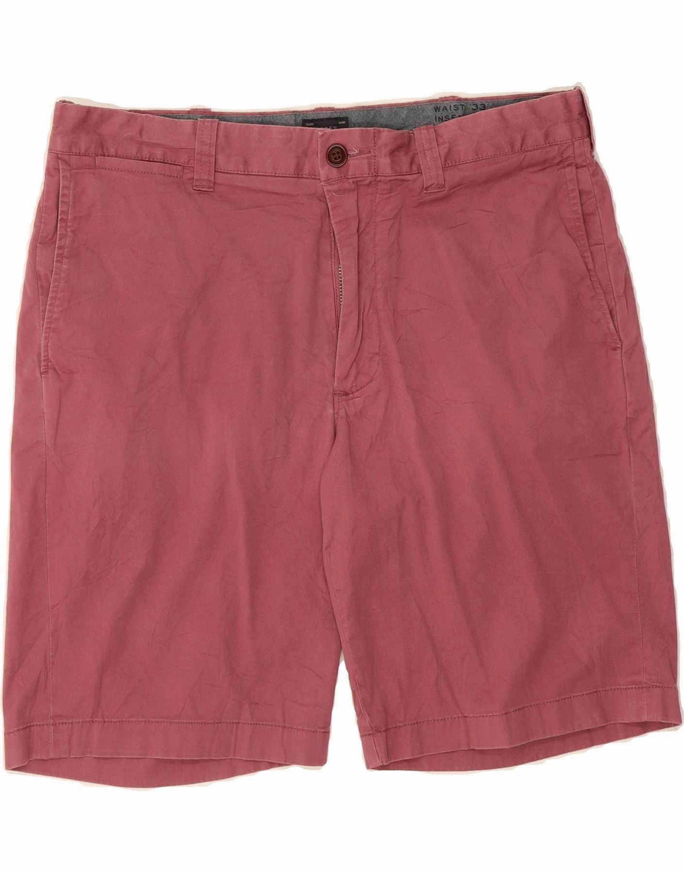 J. CREW Mens Stretch Chino Shorts W33 Medium Burgundy Cotton Daytime Style