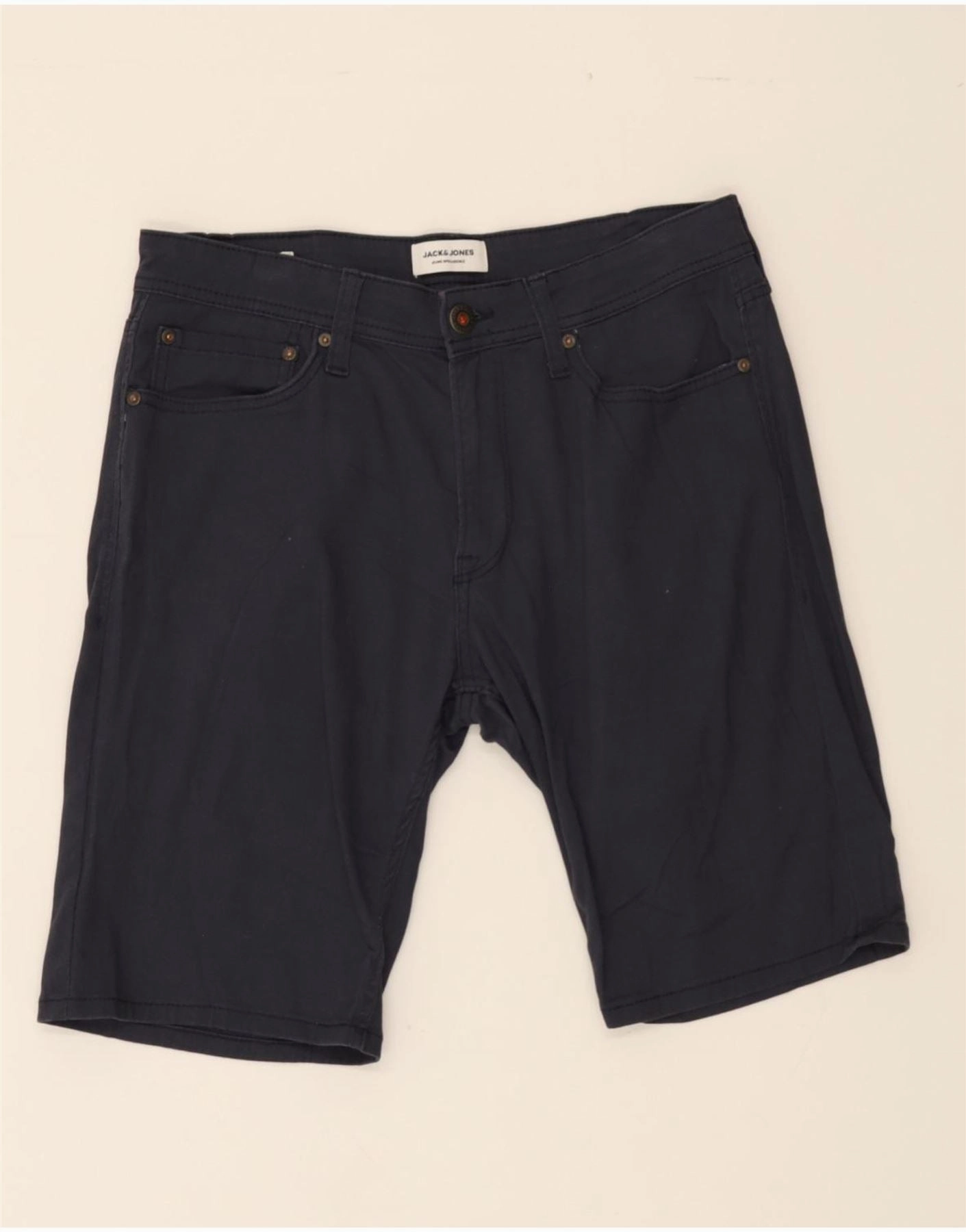 JACK & JONES Mens Casual Shorts Medium W32  Navy Blue Cotton Stretch Support