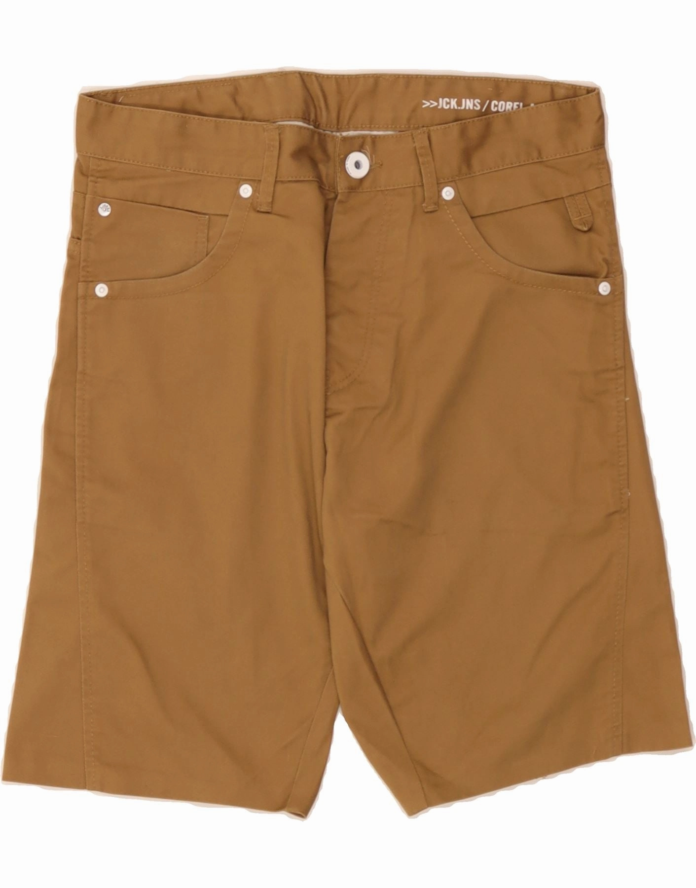 JACK & JONES Mens Casual Shorts W32 Medium Brown Cotton Active Design Stretch Waist