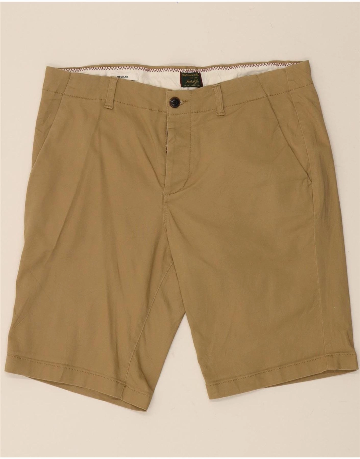 Slim Fit Wear JACK & JONES Mens Chino Shorts Large W36 Beige Cotton