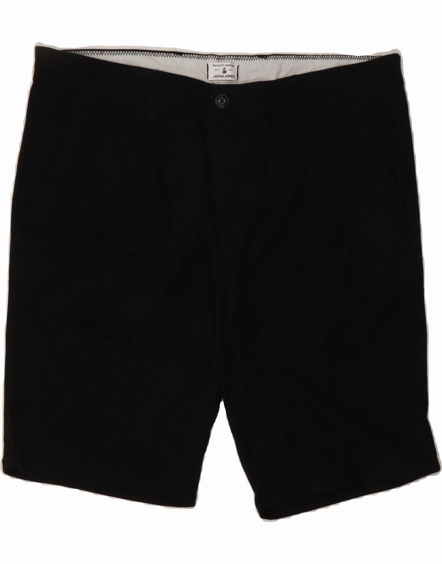 JACK & JONES Mens Chino Shorts Large W36 Black Cotton On-The-Go Style CompactPackable