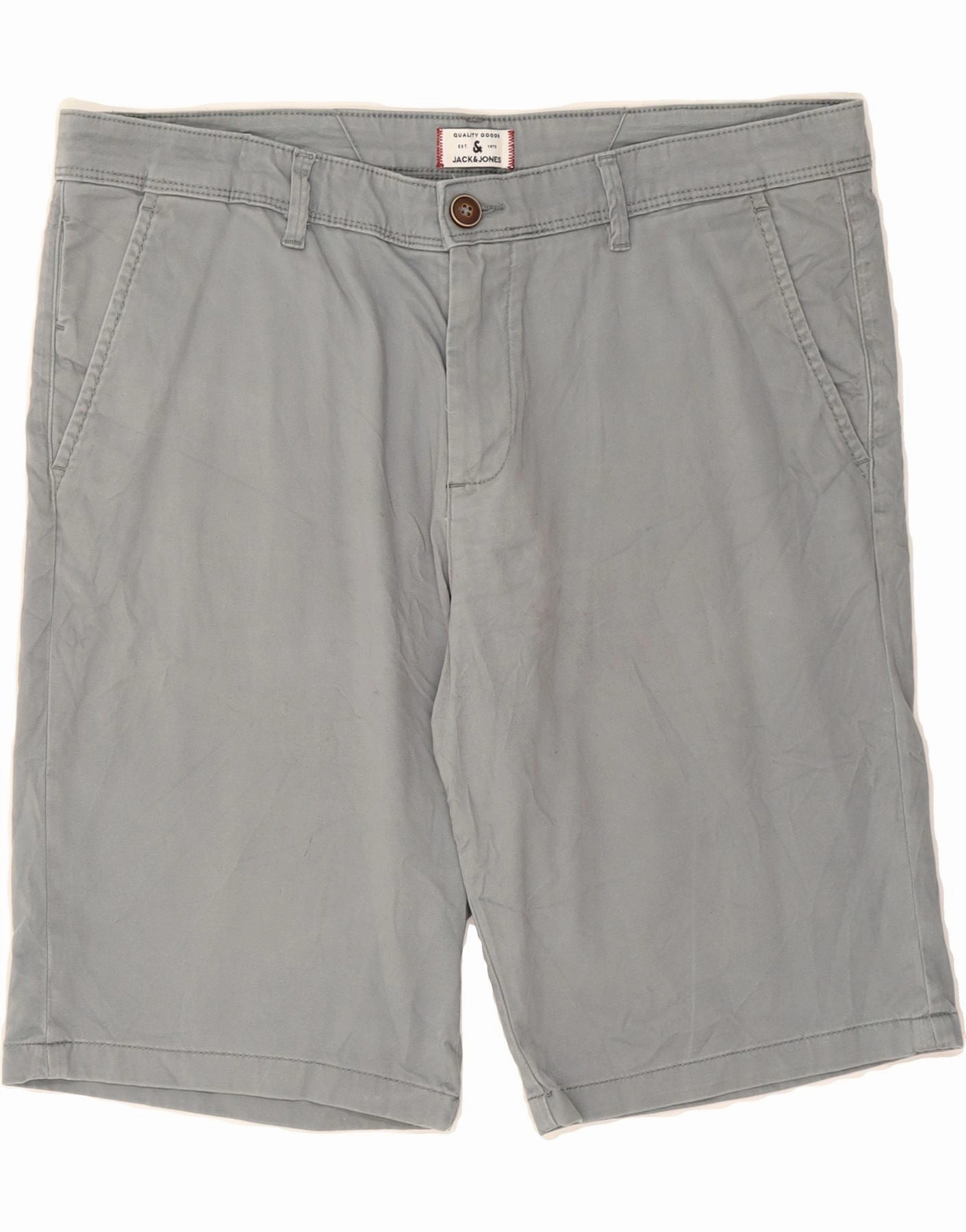 JACK & JONES Mens Chino Shorts Large W36 Grey Cotton linen option