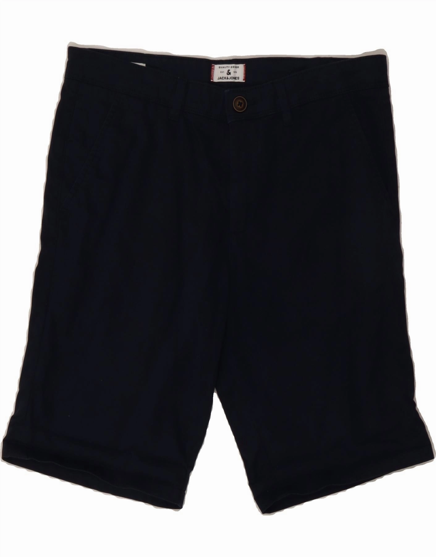 Trendy Fit JACK & JONES Mens Chino Shorts Small W29 Navy Blue Cotton