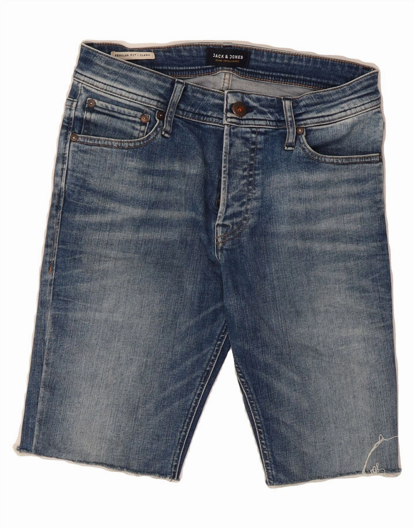 Budget - friendly Fashion Forward JACK & JONES Mens Clark Regular Fit Denim Shorts W29 Small Blue Cotton